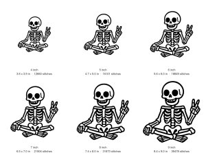Groovy Peace Sign Skeleton Halloween Embroidery Design — sizes