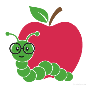 Apple With Worm Machine Embroidery Design — design preview