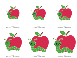 Apple With Worm Machine Embroidery Design — size guide