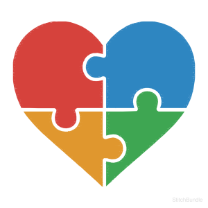 Puzzle Heart Machine Embroidery Design — design preview