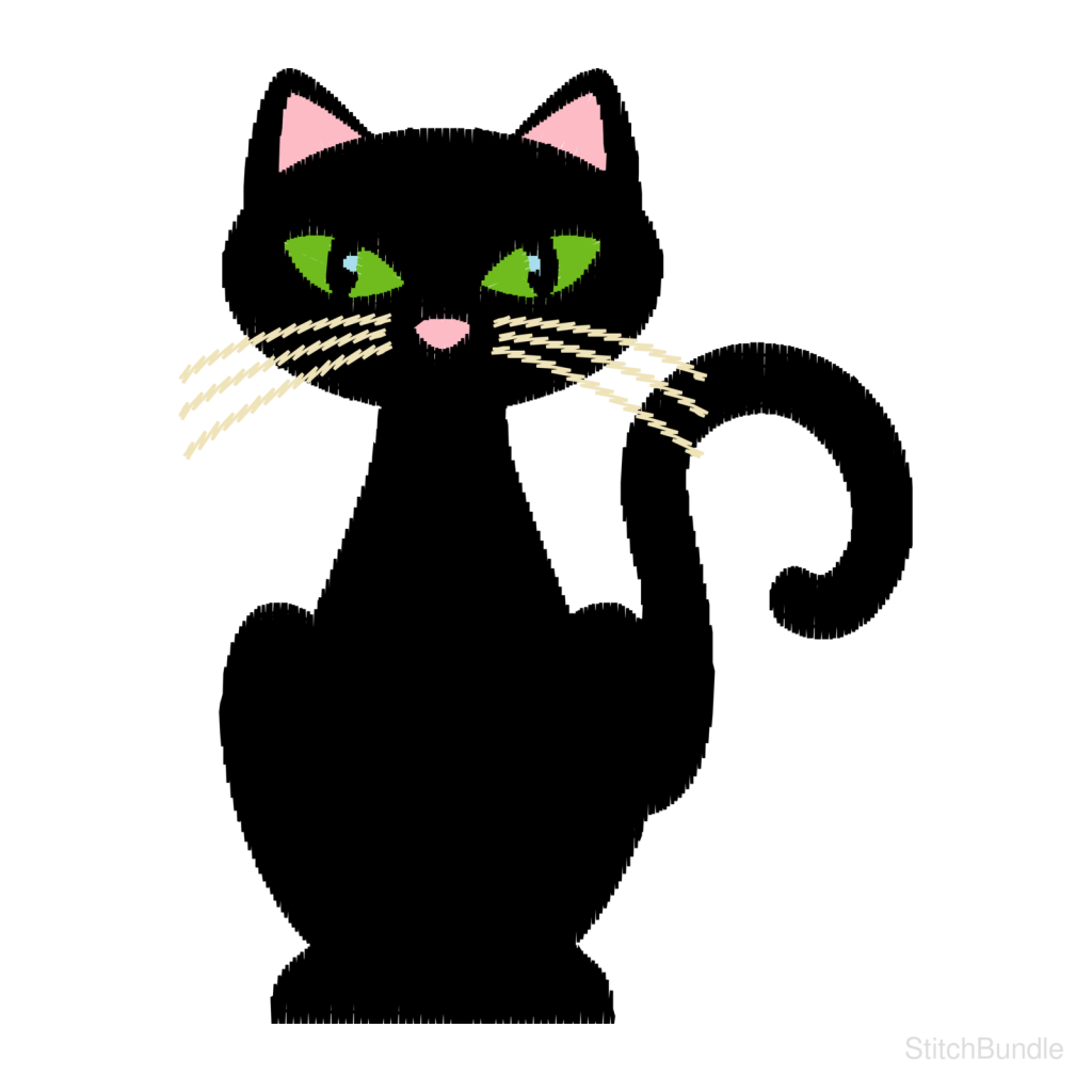 Halloween Black Cat Machine Embroidery Design — design preview