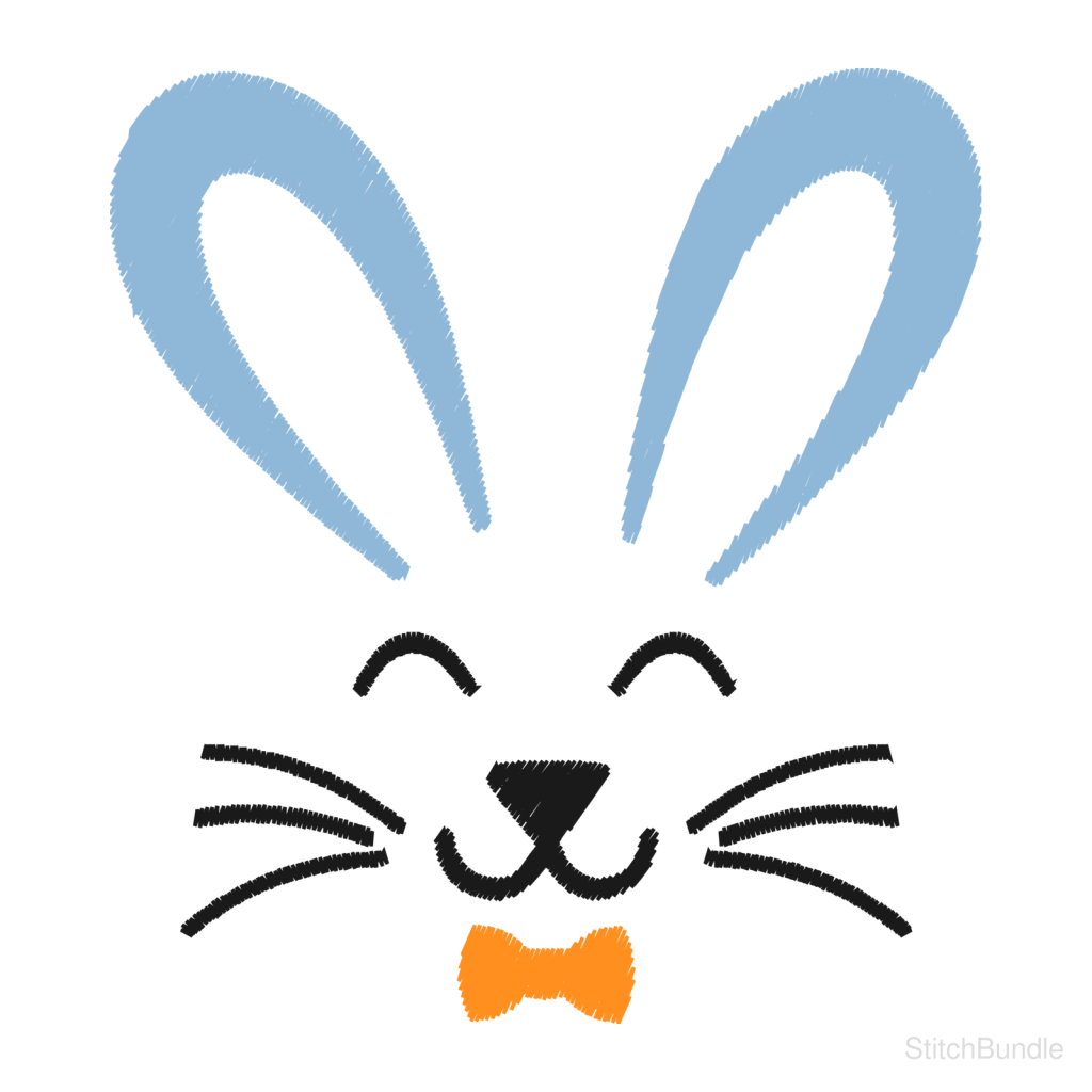 Boy Bunny Face Machine Embroidery Design — design preview