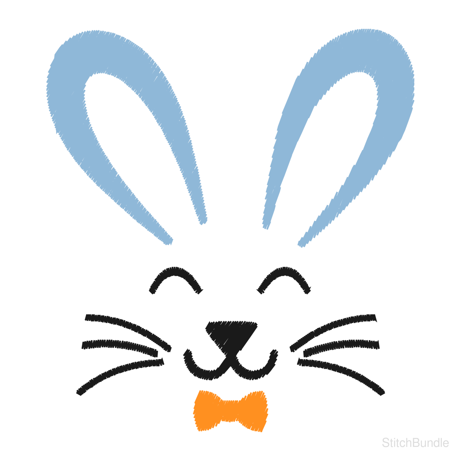 Boy Bunny Face Machine Embroidery Design — design preview