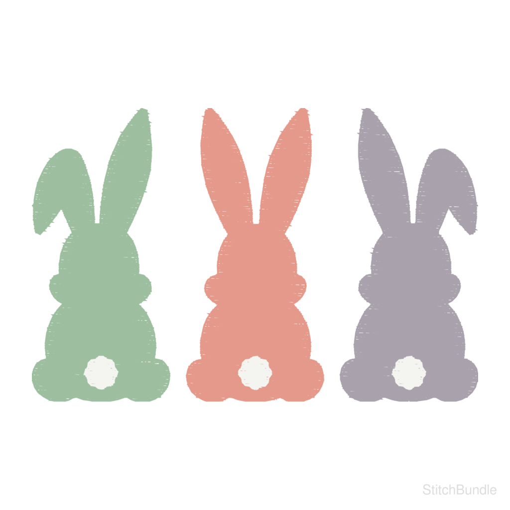 Bunny Trio Machine Embroidery Design — design preview