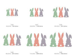 Bunny Trio Machine Embroidery Design — size guide