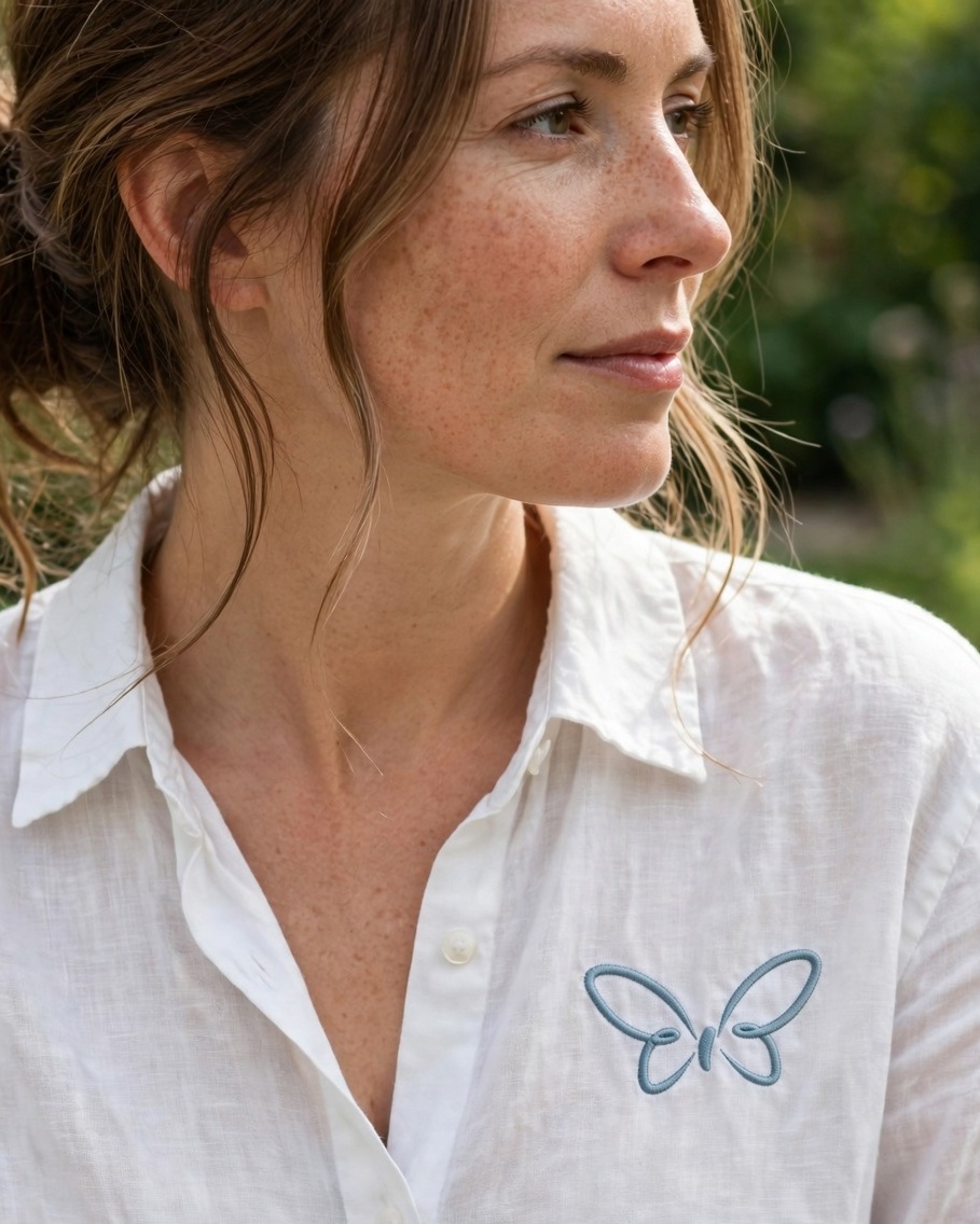 Butterfly Outline Machine Embroidery Design shown in use