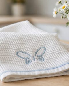 Butterfly Outline Machine Embroidery Design embroidered on a towel