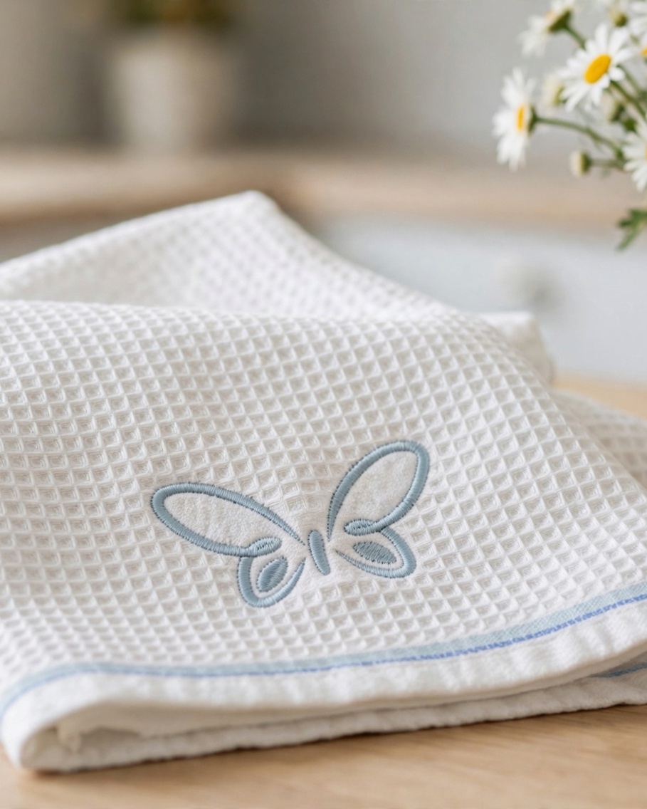 Butterfly Outline Machine Embroidery Design embroidered on a towel