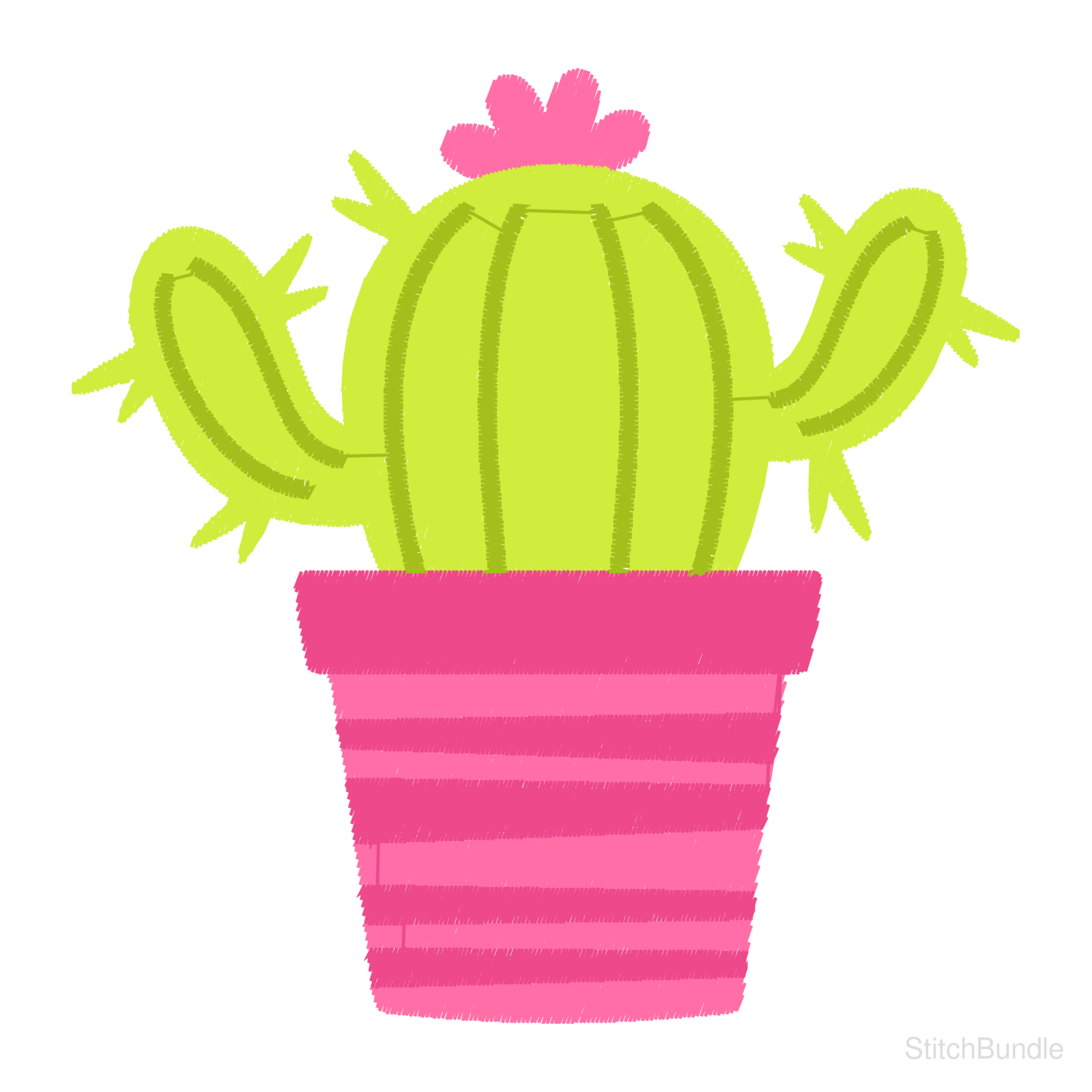 Cactus Machine Embroidery Design — design preview