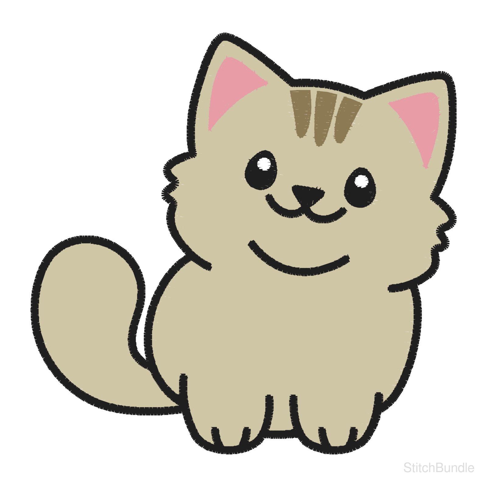 Cute Cat Machine Embroidery Design — design preview