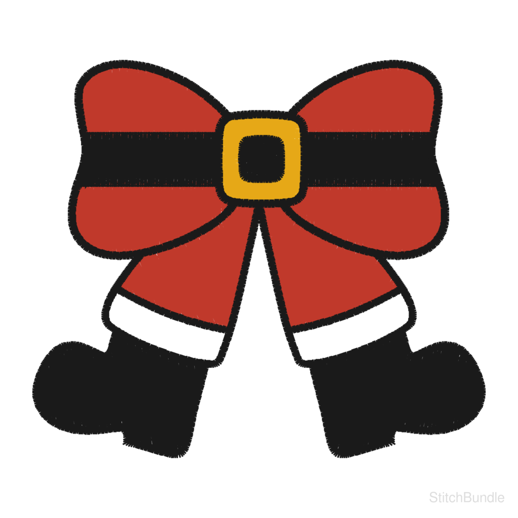 Christmas Santa Bow Machine Embroidery Design — design preview