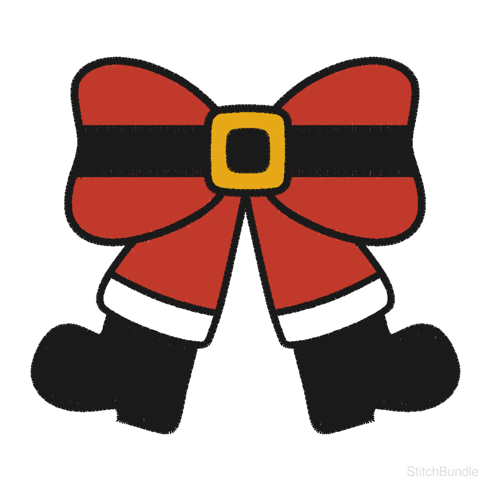 Christmas Santa Bow Machine Embroidery Design — design preview