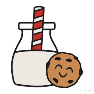 Cookie and Milk Machine Embroidery Design — design preview