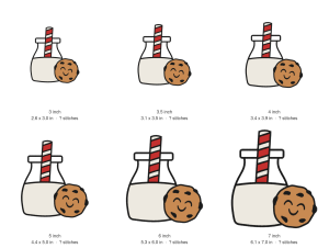 Cookie and Milk Machine Embroidery Design — size guide