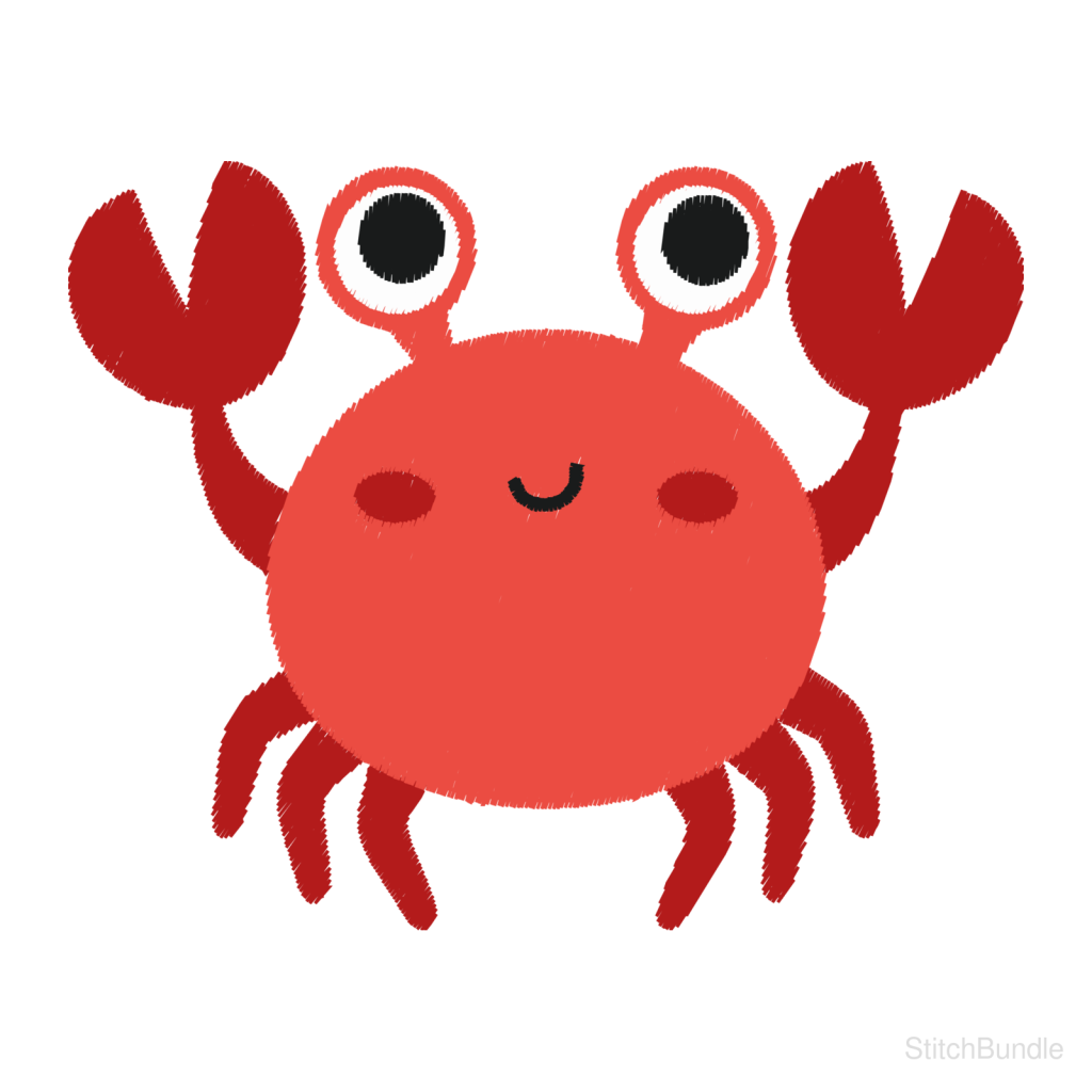 Cute Crab Machine Embroidery Design — design preview