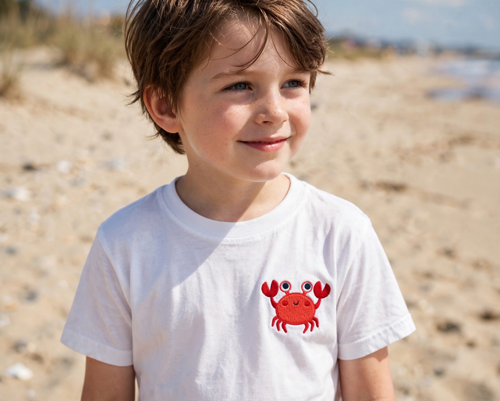 Cute Crab Machine Embroidery Design embroidered on a t-shirt