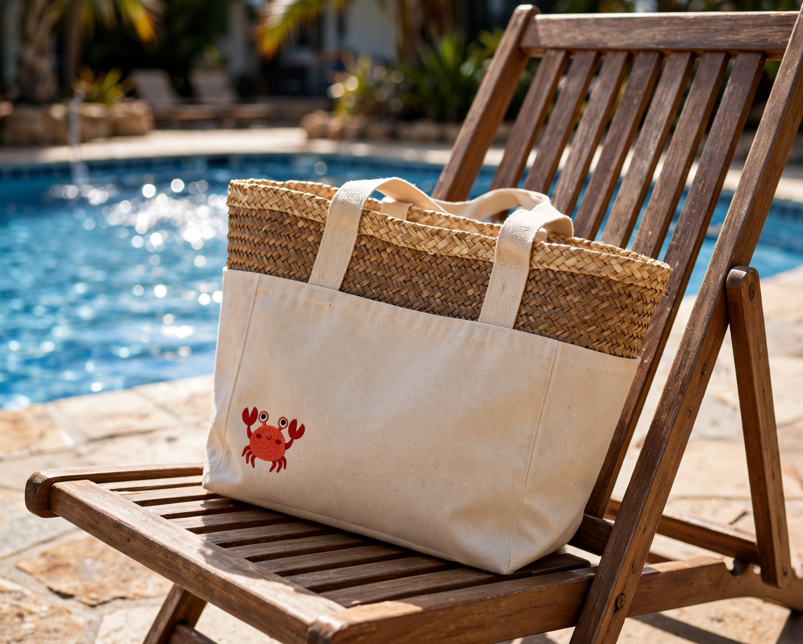 Cute Crab Machine Embroidery Design embroidered on a tote bag