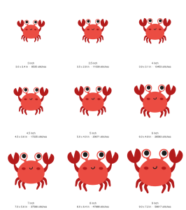 Cute Crab Machine Embroidery Design — size guide
