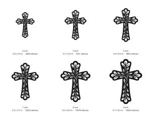 Leaf Cutout Cross Machine Embroidery Design — size guide