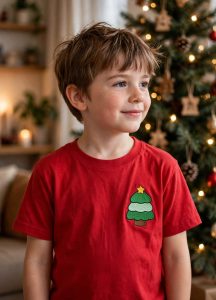 Chunky Christmas Tree Machine Embroidery Design embroidered on a t-shirt