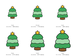Chunky Christmas Tree Machine Embroidery Design — size guide