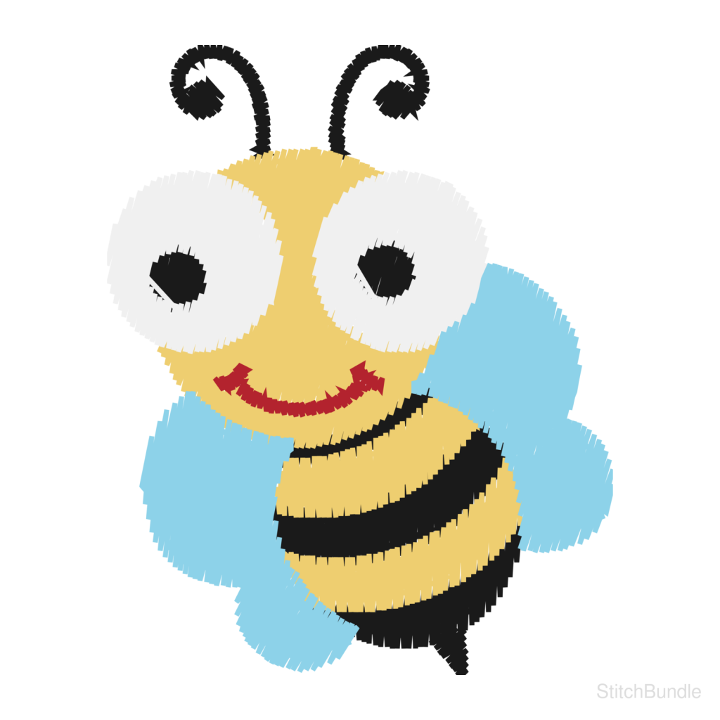 Cute Bee Machine Embroidery Design — design preview