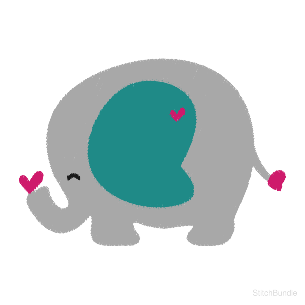 Elephant Machine Embroidery Design — design preview
