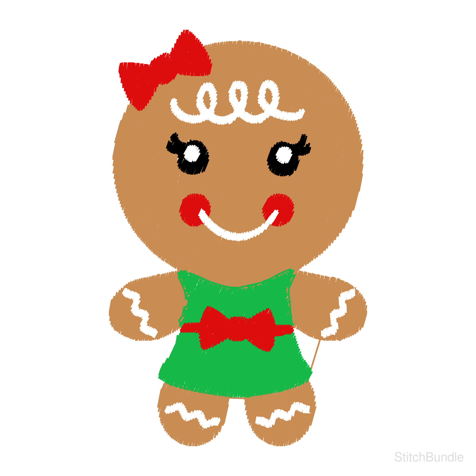 Gingerbread Woman Machine Embroidery Design — design preview