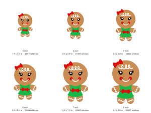Gingerbread Woman Machine Embroidery Design — size guide