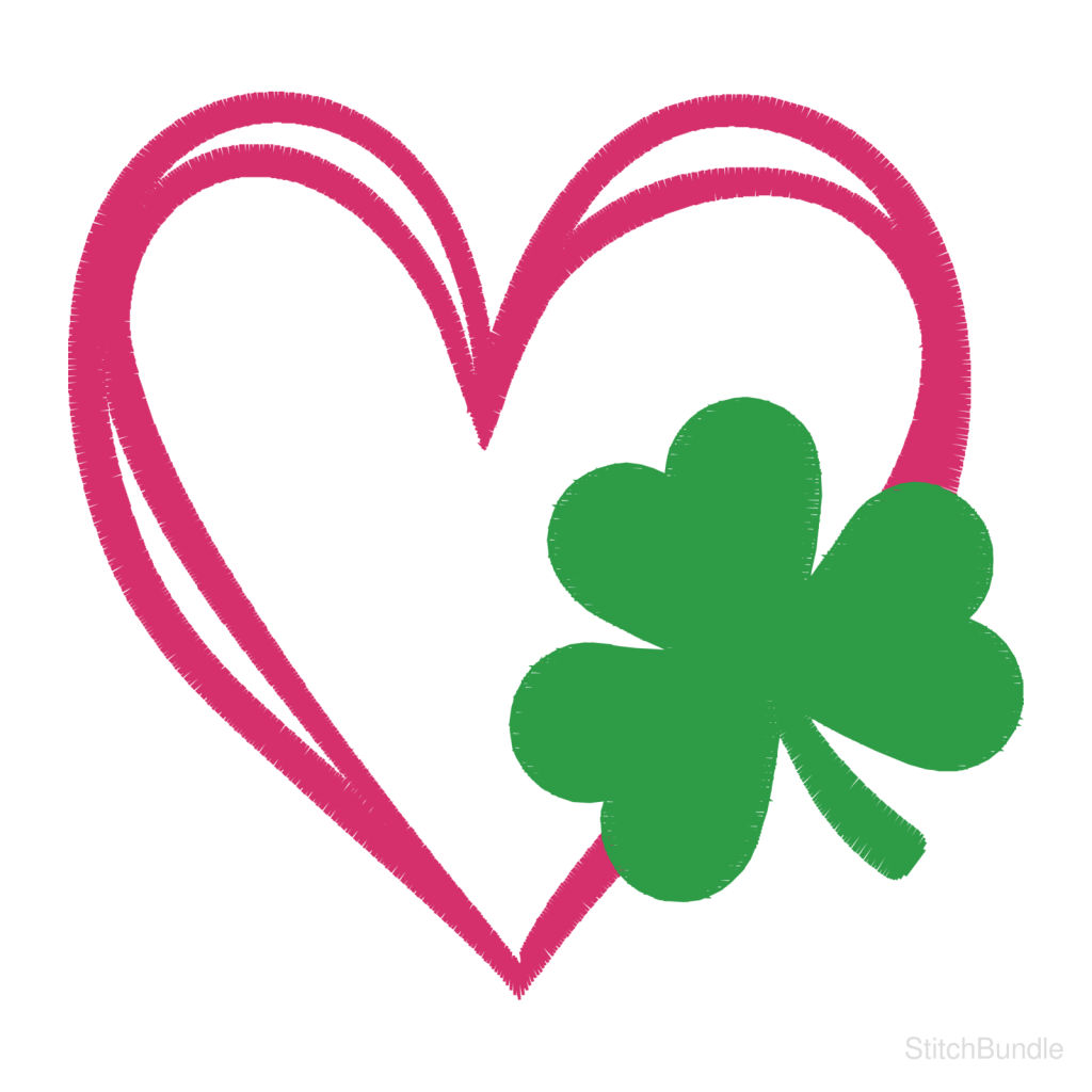 Heart Shamrock Machine Embroidery Design — design preview