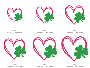 Heart Shamrock Machine Embroidery Design — size guide