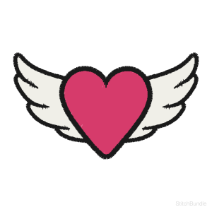 Winged Heart Machine Embroidery Design — design preview
