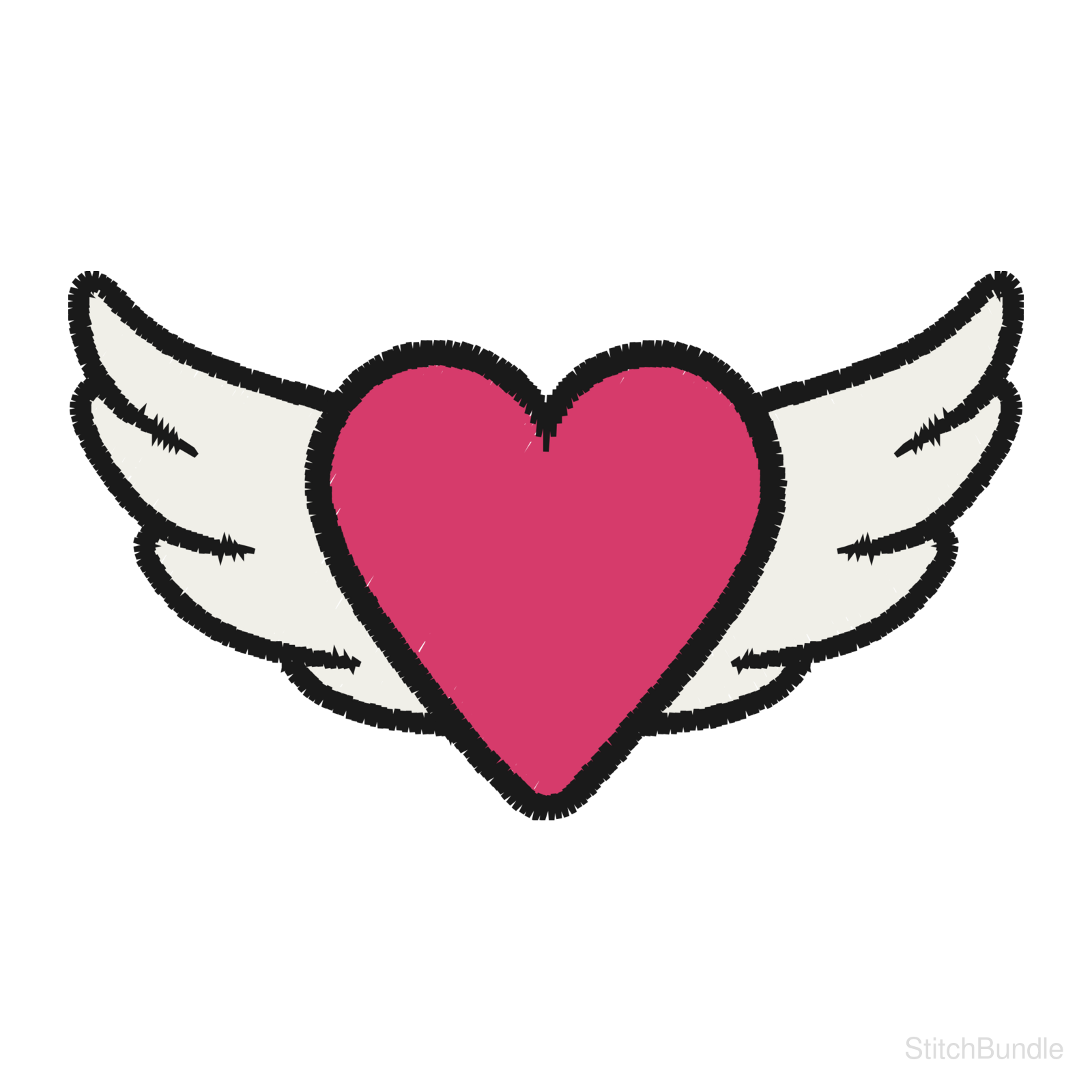 Winged Heart Machine Embroidery Design — design preview