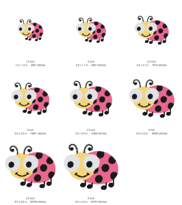Cute Ladybug Machine Embroidery Design — size guide