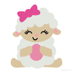 Lamb With Egg & Bow Machine Embroidery Design — design preview