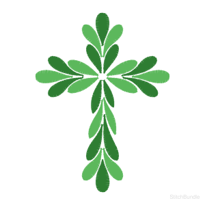 Leaf Cross Machine Embroidery Design — design preview