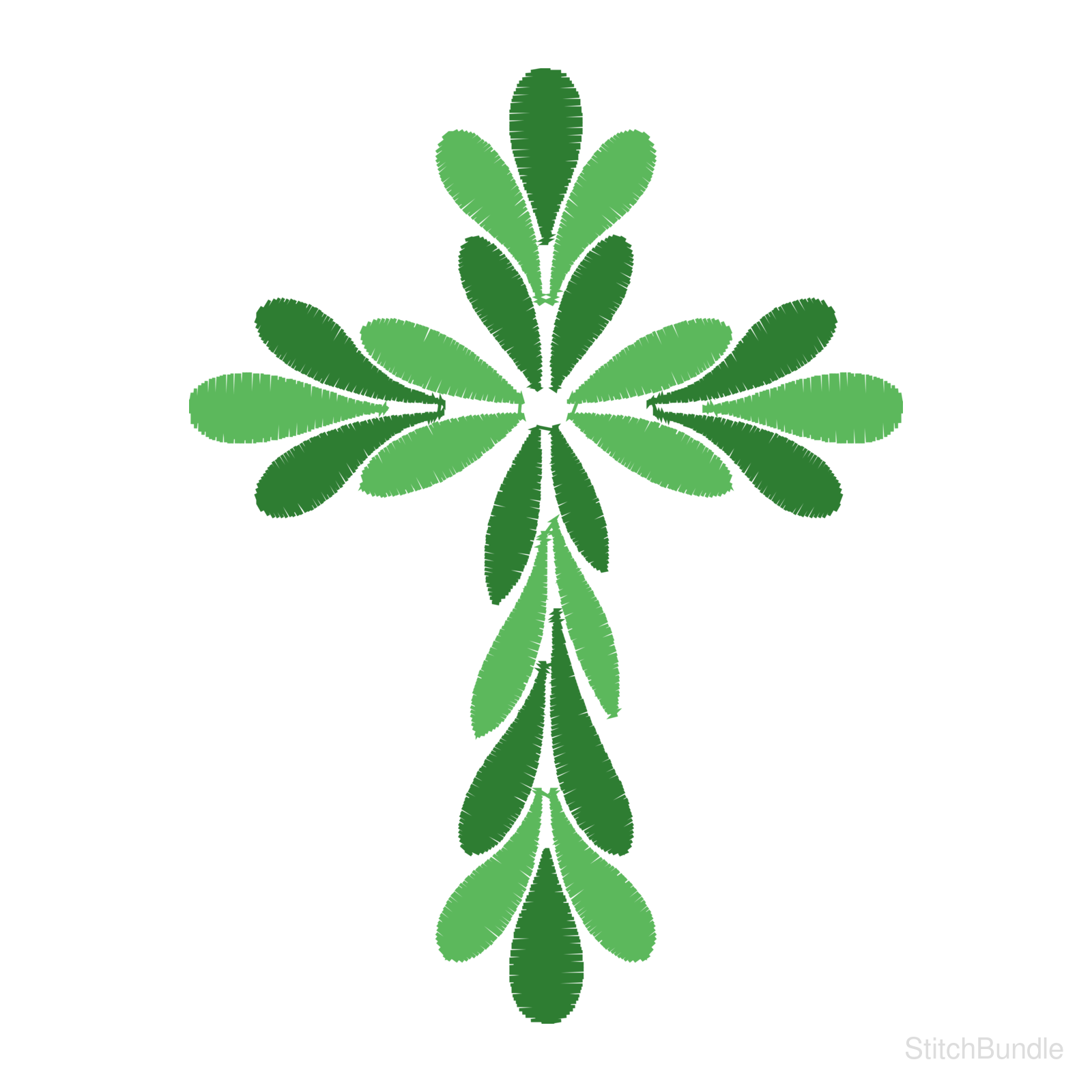 Leaf Cross Machine Embroidery Design — design preview