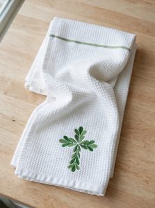 Leaf Cross Machine Embroidery Design embroidered on a towel