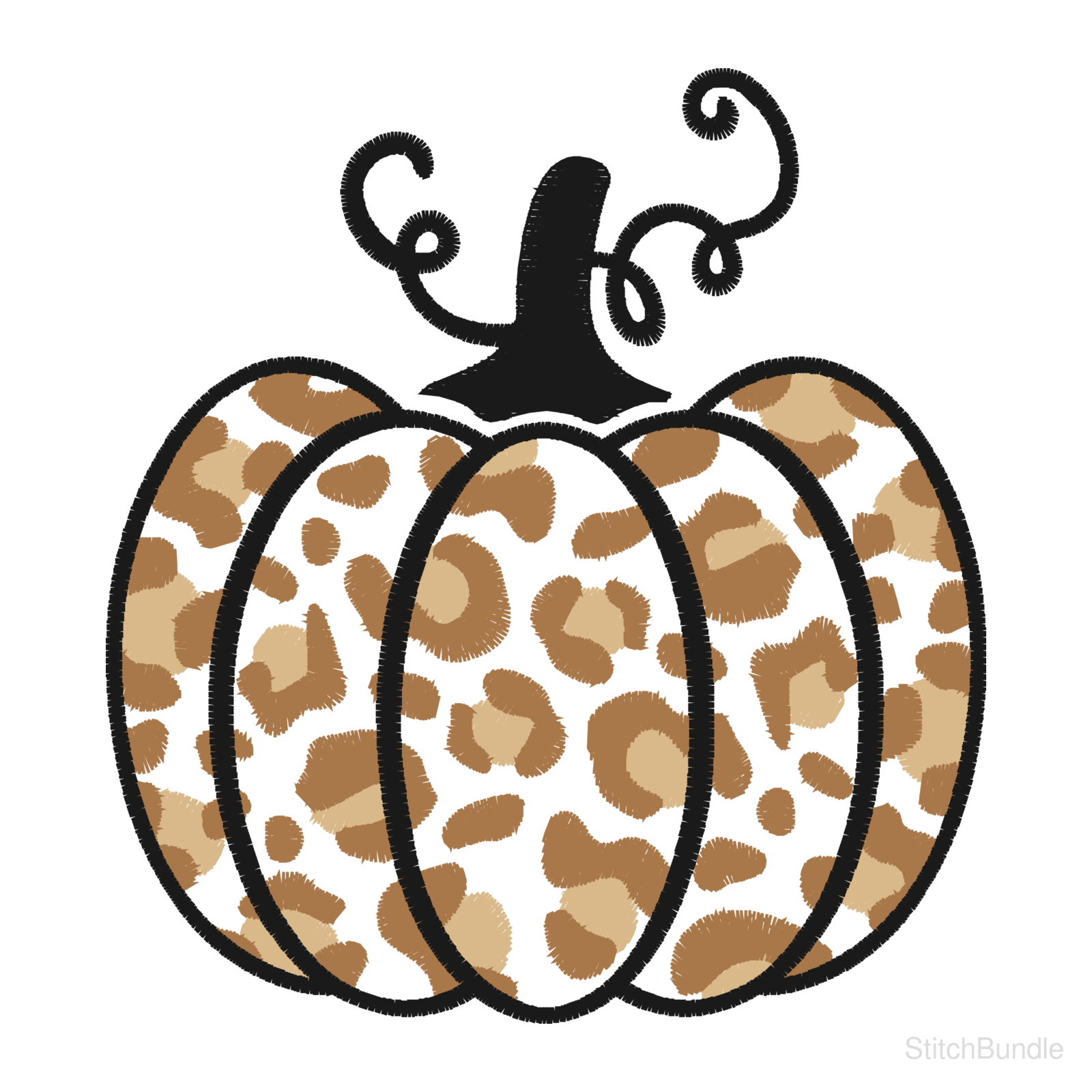 Leopard Print Pumpkin Machine Embroidery Design — design preview