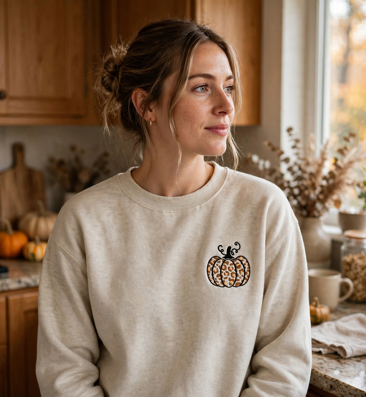 Leopard Print Pumpkin Machine Embroidery Design embroidered on a hoodie