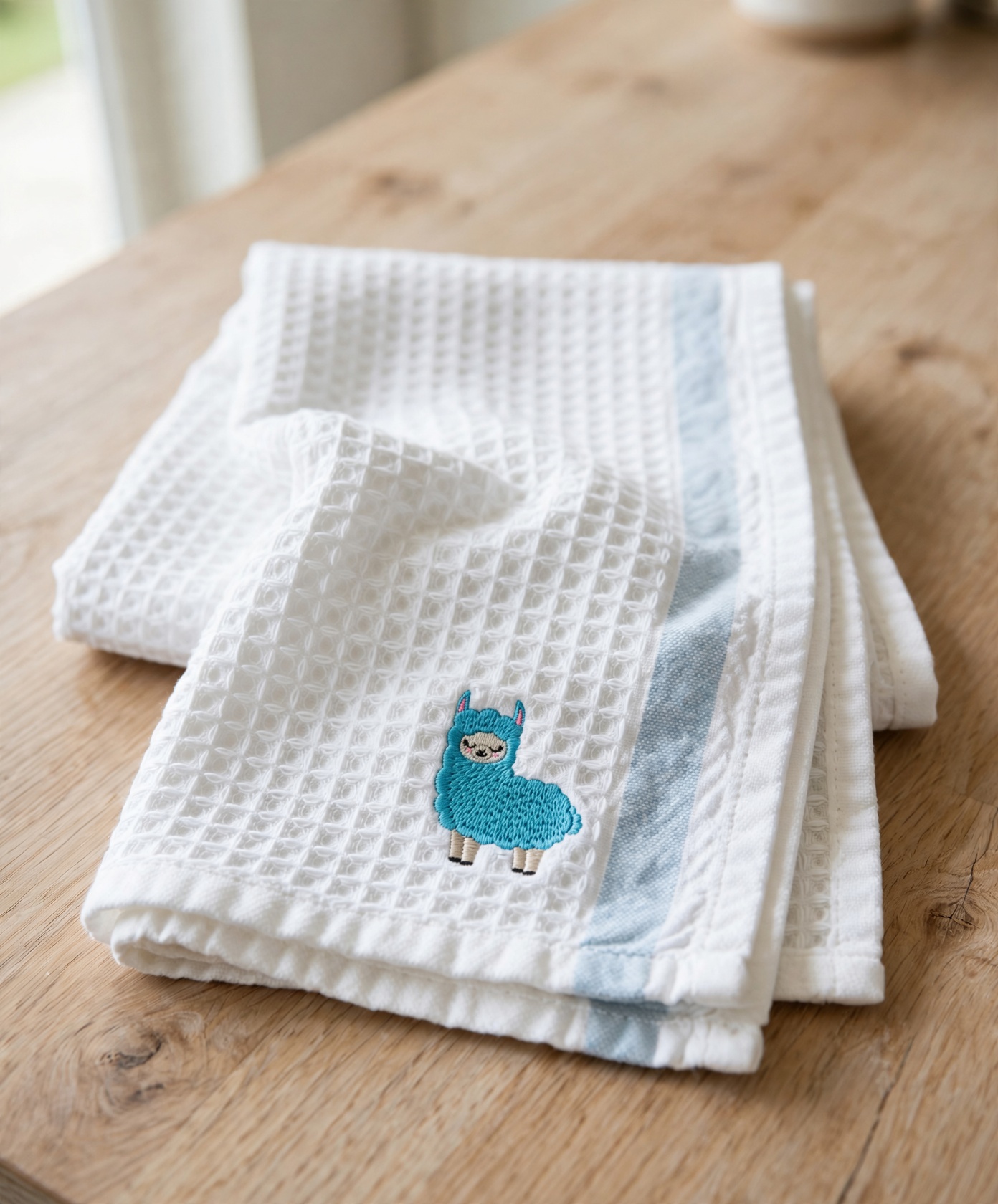 Llama Machine Embroidery Design embroidered on a towel