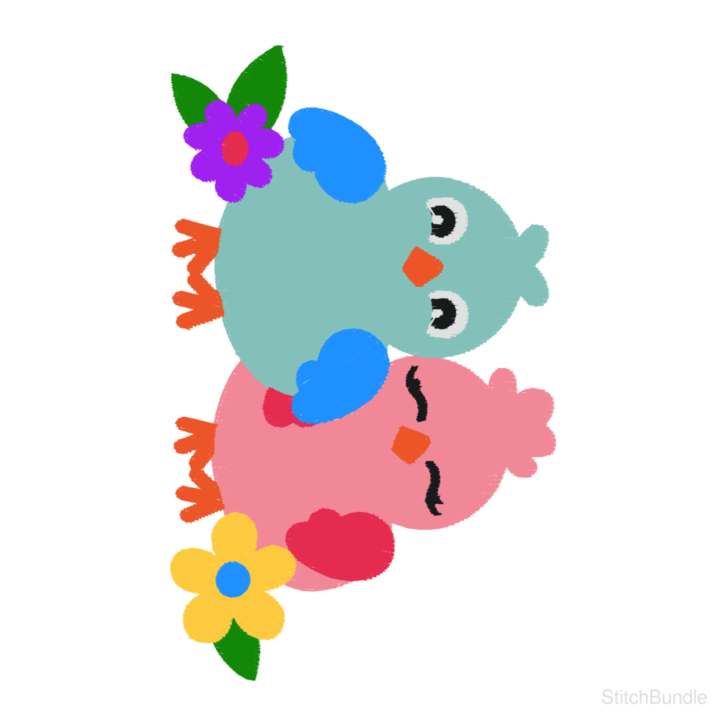 Lovebirds Machine Embroidery Design — design preview