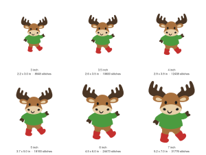 Moose in a Sweater Machine Embroidery Design — size guide