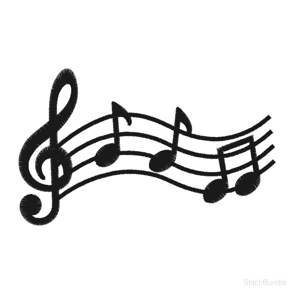 Music Notes Machine Embroidery Design — design preview