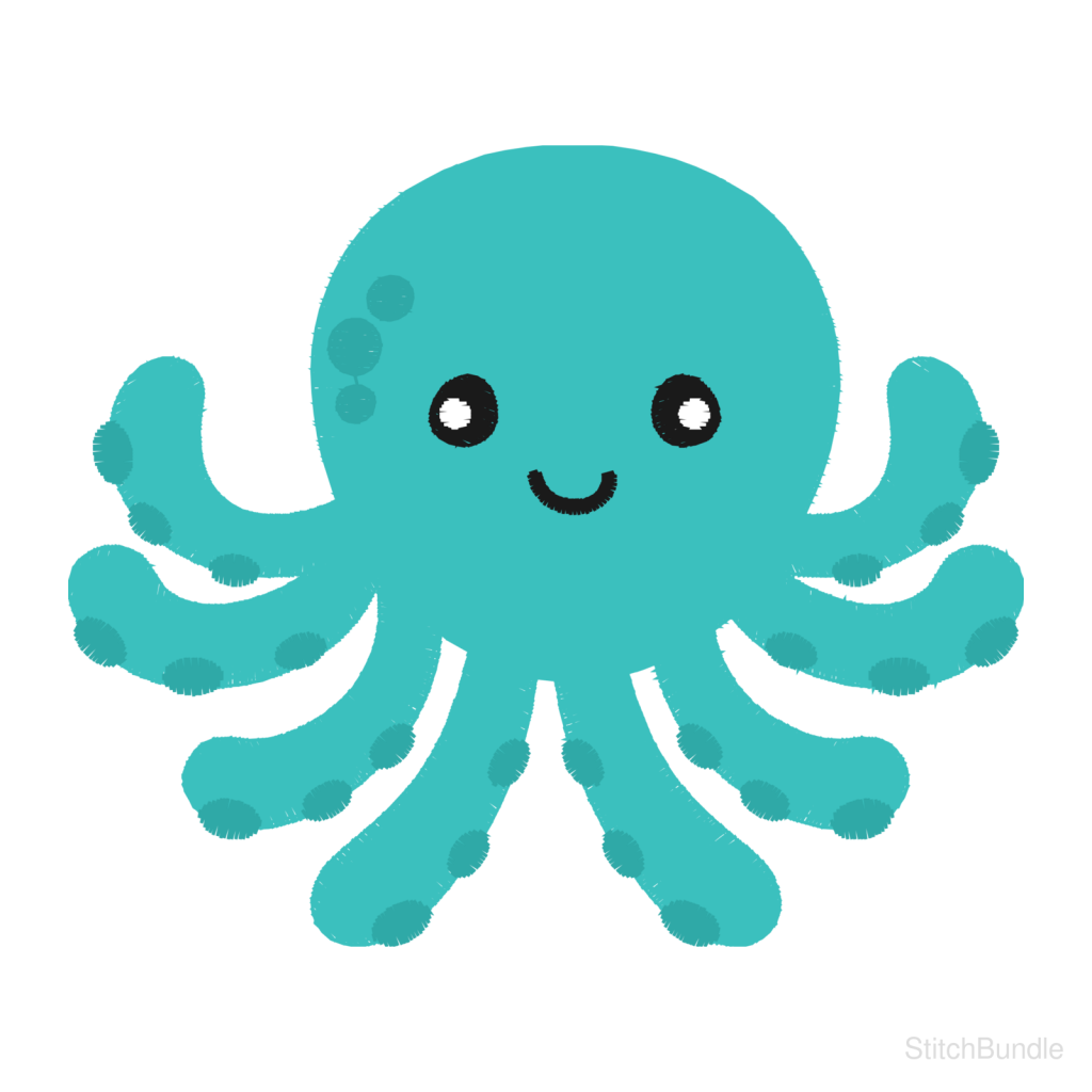 Cute Octopus Machine Embroidery Design — design preview
