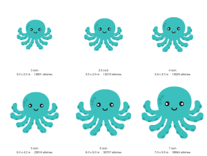 Cute Octopus Machine Embroidery Design — size guide