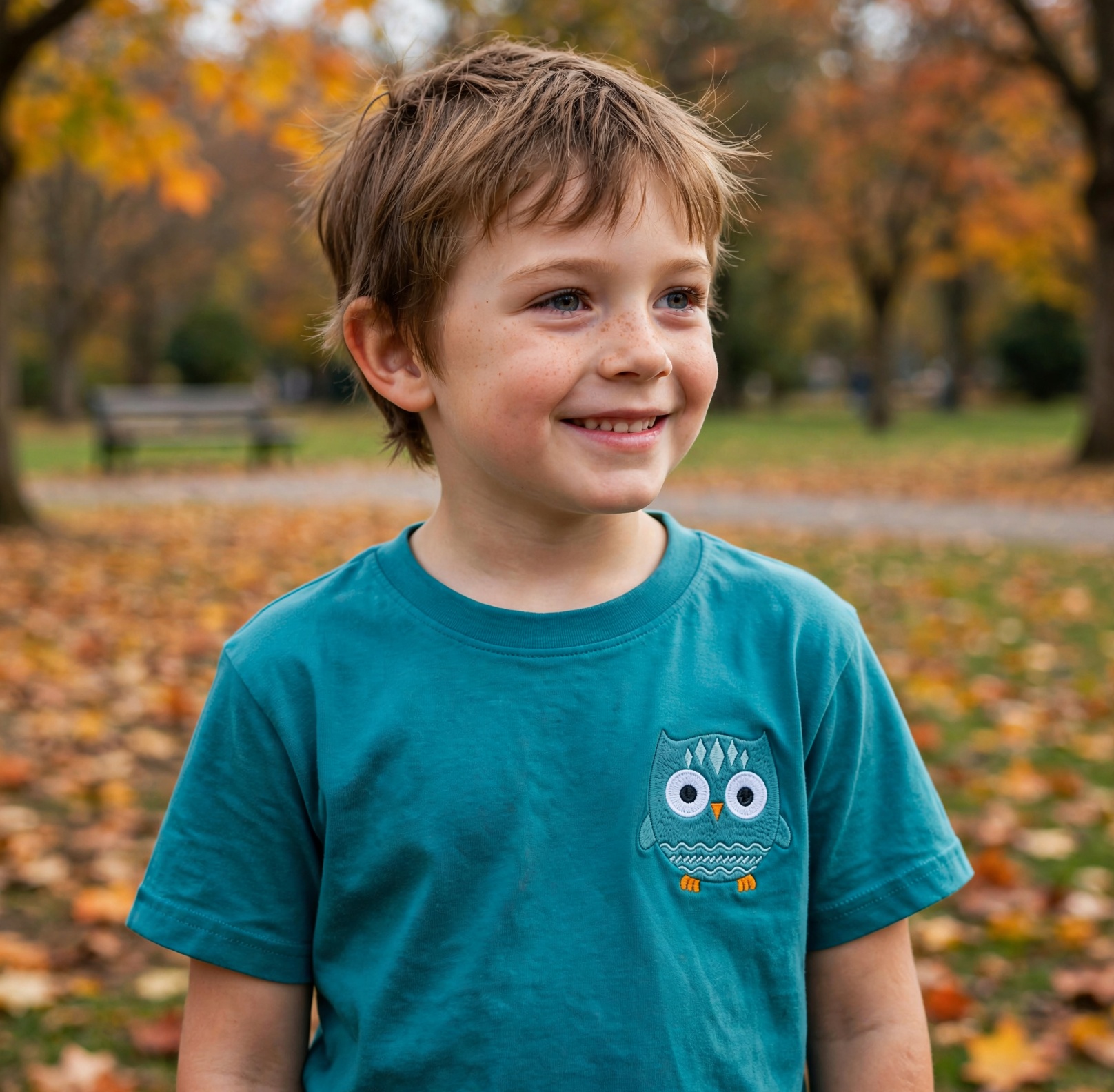 Woodland Owl Machine Embroidery Design embroidered on a t-shirt