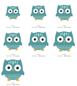 Woodland Owl Machine Embroidery Design — size guide