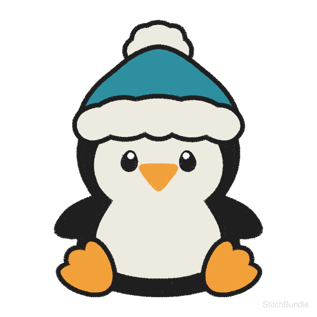 Cute Penguin Machine Embroidery Design — design preview