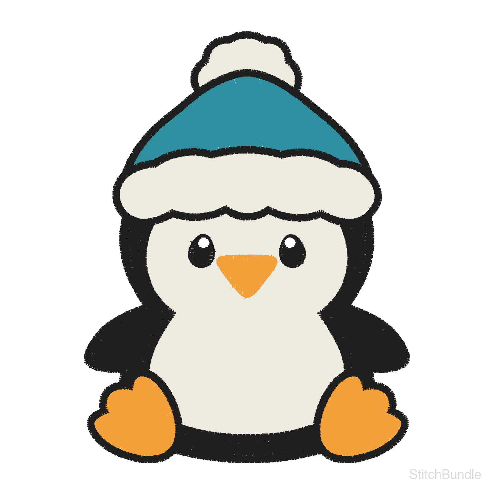 Cute Penguin Machine Embroidery Design — design preview